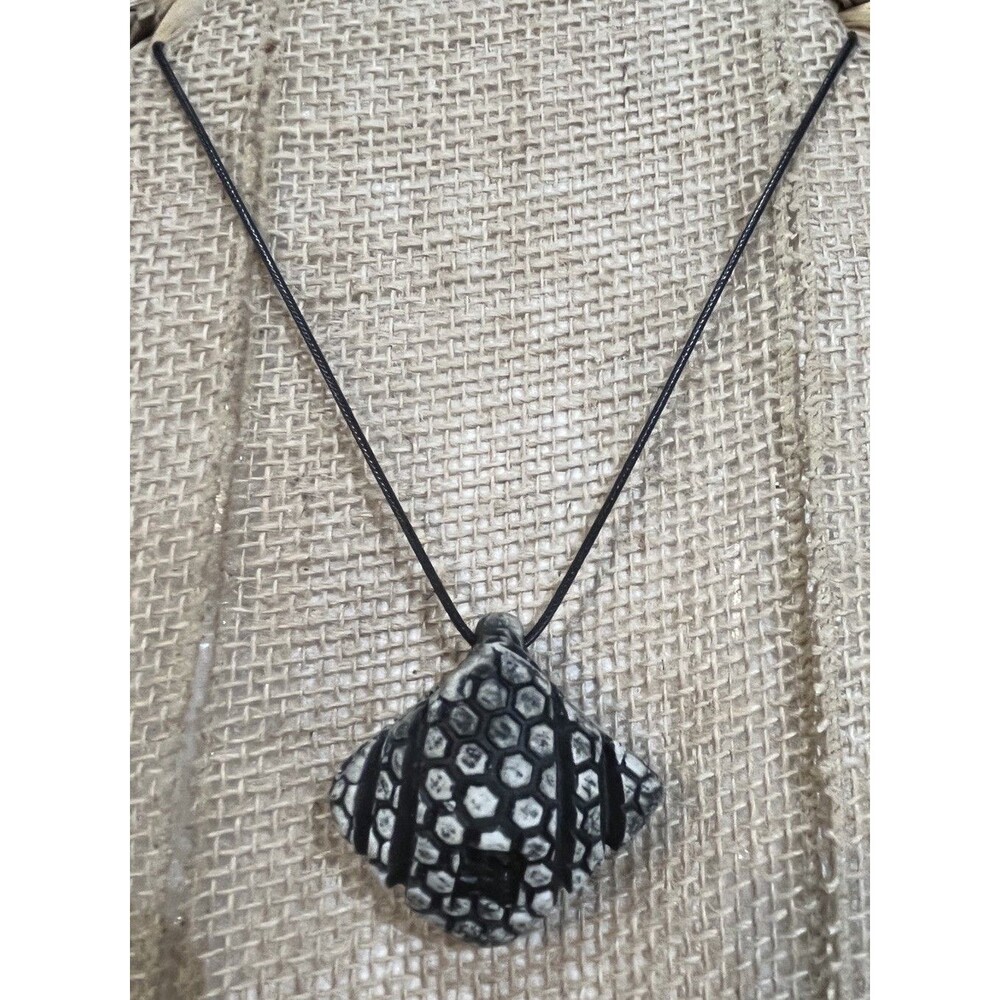 Art Pottery Square Brutalist Pendant Necklace Artisan Made Contemporary Artsy
